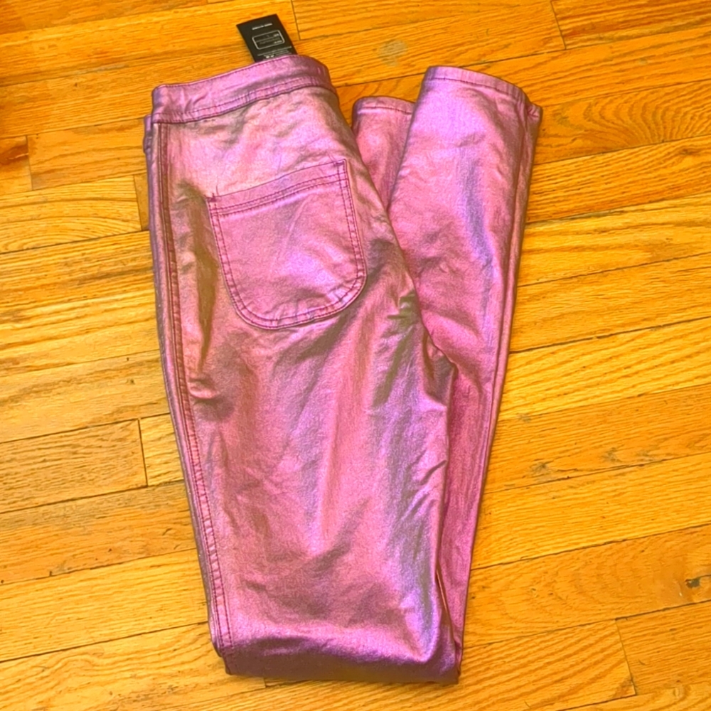 Metallic Jeans Purple/Pink NWT Sz Lb Stretch